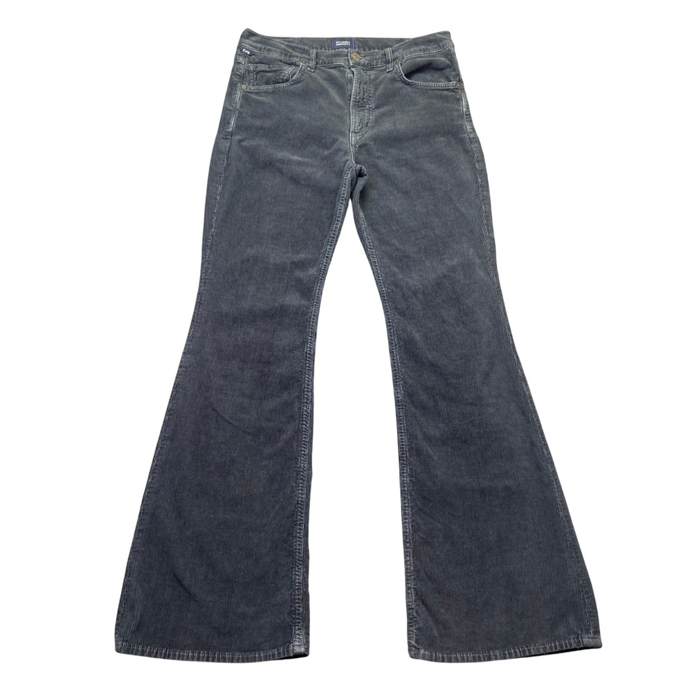 Citizens of Humanity Isola Cropped Bootcut Corduroy Pants Grey 28 Western